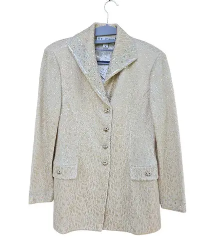 St. John Elegant Cream Blazer And Skirt Set