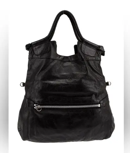 Foley + Corinna's downtown tote crossbody in black with silver hardware