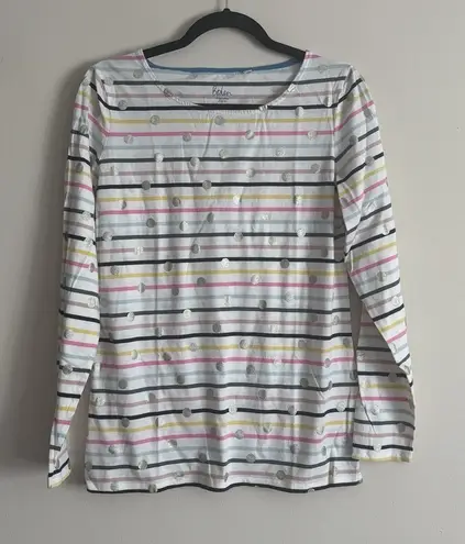 Boden Stripes Ahead of the Rest Top Rainbow Stripe Gold Polka Dot Medium Preppy