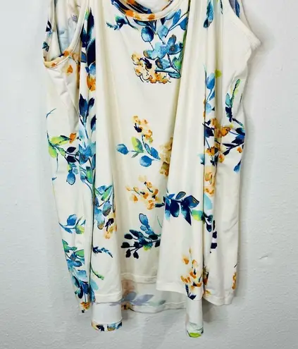 PaperMoon Floral Print Strappy Tank Top Large Crisscross Back Summer Blouse