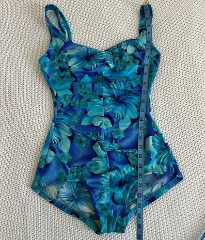 Maxine of Hollywood Pacific Blue Floral One Piece Swimsuit Size 8