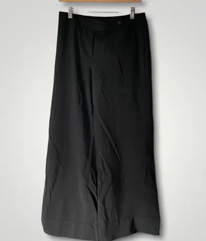 Giorgio Armani Vintage Black Wide Straight Leg 100% Pure New Wool Trouser Pants