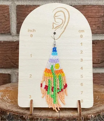 Beaded Saguaro Cactus Desert Earrings Green