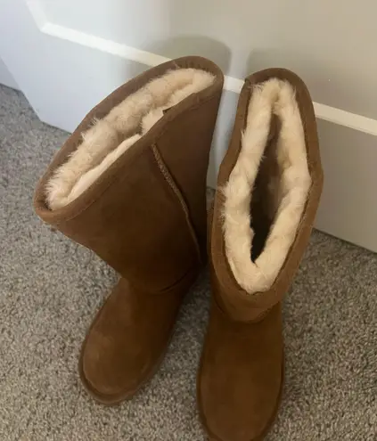 BEARPAW Cognac Brown Elle Short Boot Boots Suede Sherpa Ugg Sherpa Warm Winter - Image 3