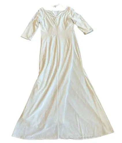 Lelasilk Long White Gown Dress Maxi Length Cowl Velvet Tie Back Size XL Women's