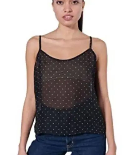 American Apparel Black Sheer Polka Dot Tank