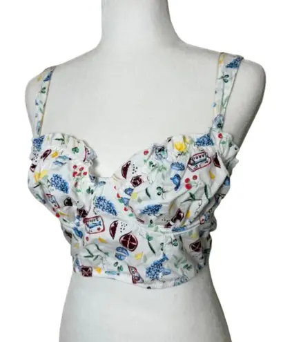 COLSIE Corset Bralette Top Coastal Travel Theme Print Size Small