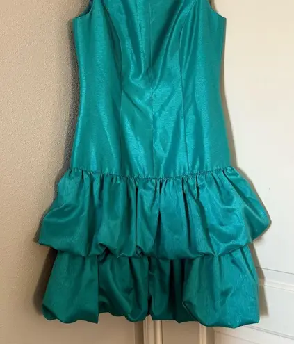 ABS Allen Schwartz ABS by Allen Schwartz Teal Taffeta Bubble Hem Party Dress Size 6 USA Made Retro
