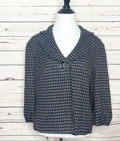 East 5th Black & Grey Cropped Houndstooth Blazer Jacket Size Large