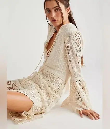 Jen's Pirate Booty Jen’s Pirate Booty Chaouen Lace Crochet Boho Maxi Dress Ivory XS