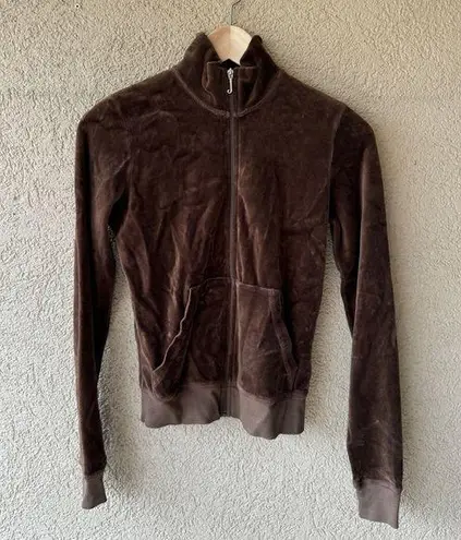 Juicy Couture Vintage  Velour Zip Track Jacket S Brown