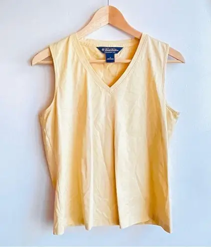 Brooks Brothers Women’s Yellow Tank Top Sleeveless V-Neck Cotton size medium