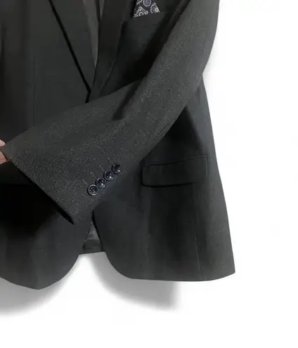 PJ Paul Jones Blazer SzXL Tweed Herringbone Classic Gray Wool Blend Work Career