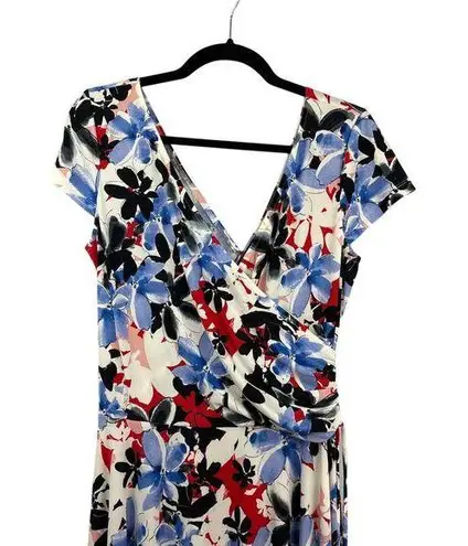 Maggy London Women’s Multicolor Floral Midi Dress Size 14 – Fit & Flare Dress