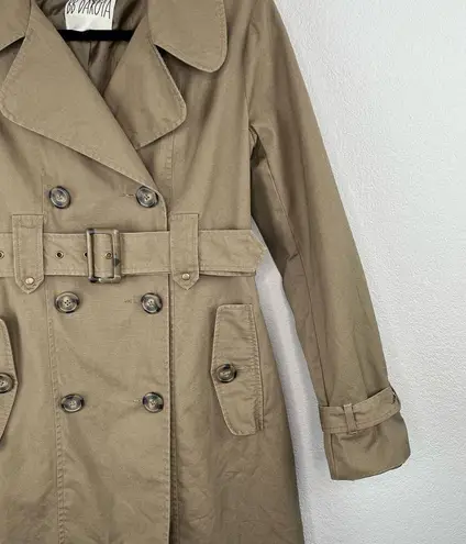 BB Dakota Khaki Tan Trench Rain Coat Double Breasted Belted Size Medium