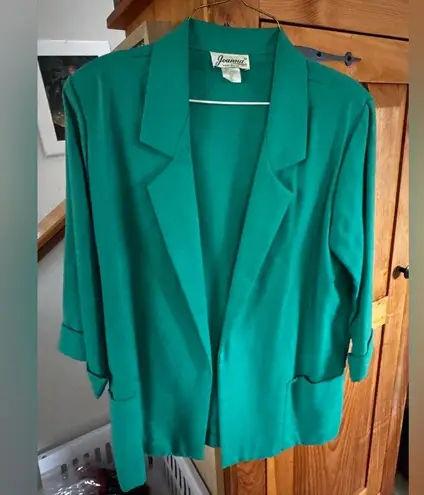 Vintage 80s Joanna Green Cropped Blazer with Short Sleeves