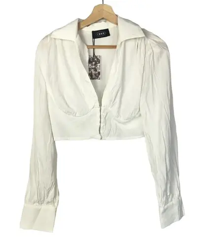 Cider White Peasant Crop Long Sleeve Blouse L