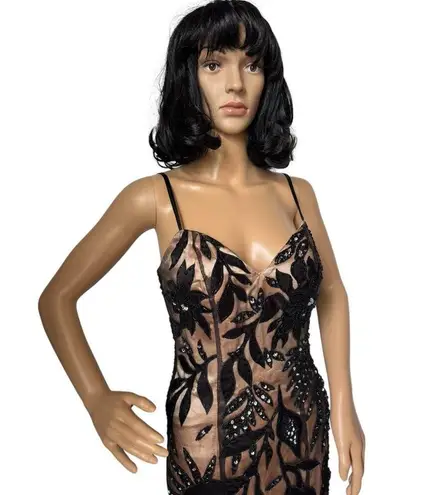 Dave and Johnny Black Gold Sequin Mermaid Gown - Size 1/2