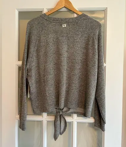 Billabong NWT  Women’s Cropped Gray Crew Neck Sweatshirt Tie Front Soft Size S