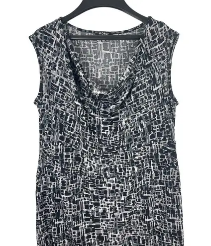 George Black Gray Geometric Sleeveless Cowl Neck Empire Waist Pullover Dress XL