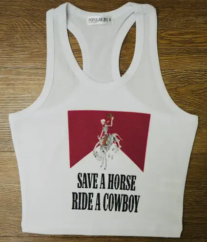 Save A Horse Ride A Cowboy Tank White Size M