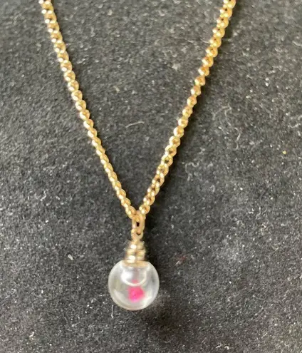 Vintage Women's 16" Gold Tone Chain with Charm Genuine Ruby Hand Set SKU 3786