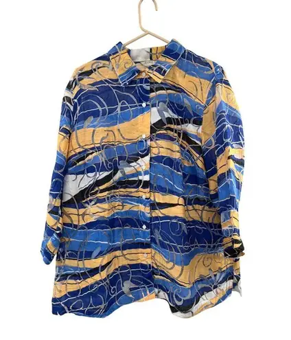Allison Daley Women’s Blouse 22W | Abstract Print 3/4 Sleeve Button-Down