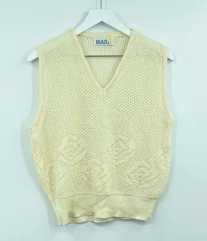 American Vintage Y2K Cottagecore Sleeveless Cable Knit Rose Sweater Size Medium