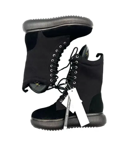 Genuine Leather Suede Fur Boots Ankle Booties Zipper Booties Slipon Boots Combat Boots Black Size 6