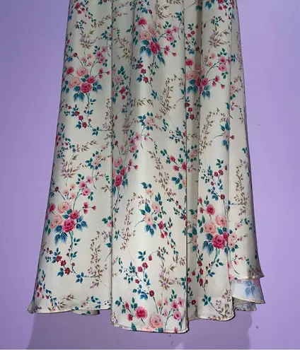 Jill Stuart Sarah Ruched Floral Midi Slip Dress Size 6 Yellow Coquette Soft