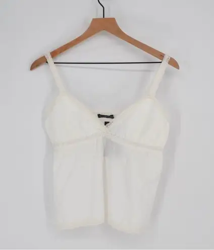 Brandy Melville NWT  Edith Lace Trim Cotton Tank Top V-Neck White One Size