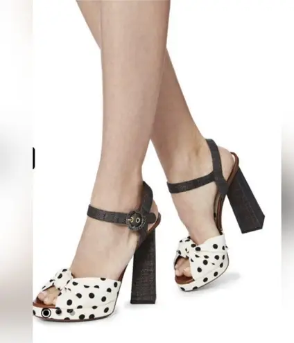 Dolce & Gabbana $965 Knotted Polka-dot Cady Sandals In White Size 38.5