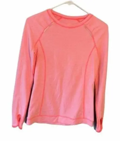 Lucy Tech Long Sleeve Athletic Top Hot Pink White Stripes Size XS