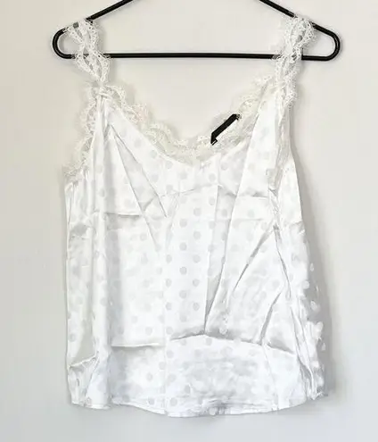 SheIn White Lace Camisole with White Polka Dots - Size: Medium - Image 1