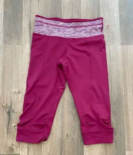 prAna Womens Misty Capri Leggings Size Small Fuschia Textured Ruched Athleisure