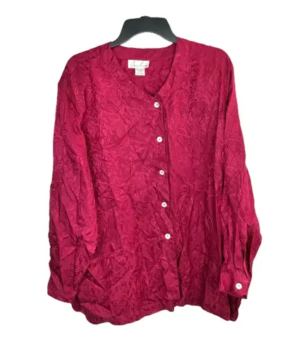 Anne Carson Vintage Anne Larson (or Carson?) Burgundy Silk Blouse Women 2X