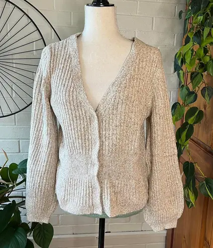 Donna Karan Heathered Crop Cardigan Camel Ivory