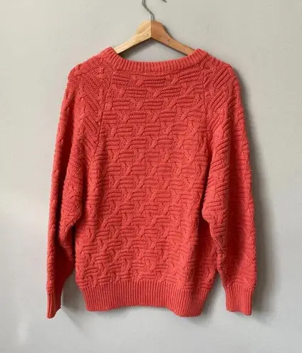 Vtg Paul Harris Women's Small 90s Acrylic Crewneck Knit Pullover Sweater Coral Orange