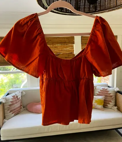 Abound Orange Puff Sleeve Top