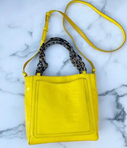 Edie Parker micro patent leather croc-embossed convertible tote shoulder bag