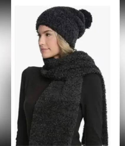Barefoot Dreams NWT Black Cozy Fuzzy Scarf and Hat Set