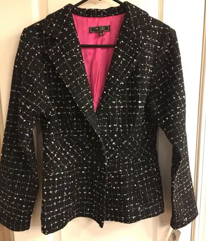 Women’s Blazer coat ‘Lily’ black white with pink Med vintage fitted made in USA