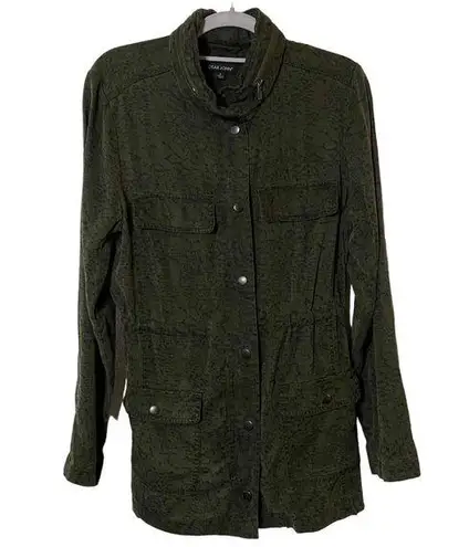 Dear John  Women Dark Green Hidden Hood Cinched Pockets Utility Jacket‎ Size S