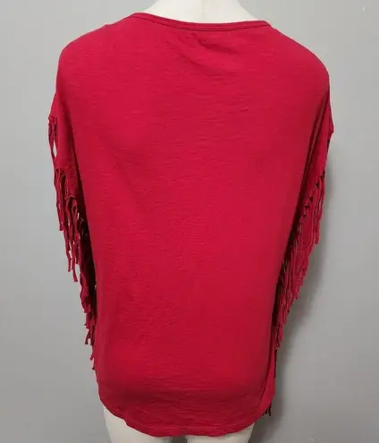 Ruff Hewn red embroidered fringe top size medium