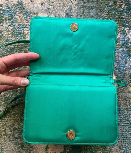 Jim Thompson Vintage green pleated silk square evening cocktail shoulder purse