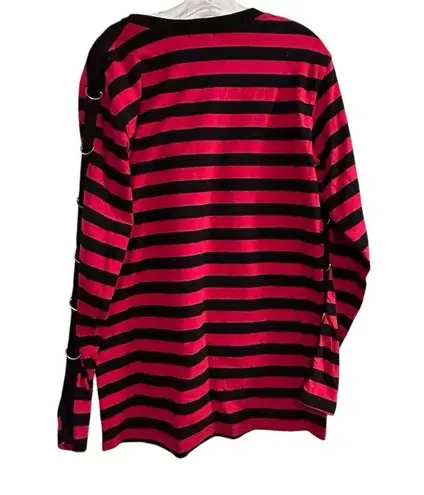 Current Mood  Unisex Punk Long Sleeve Tee Red/Black Striped M