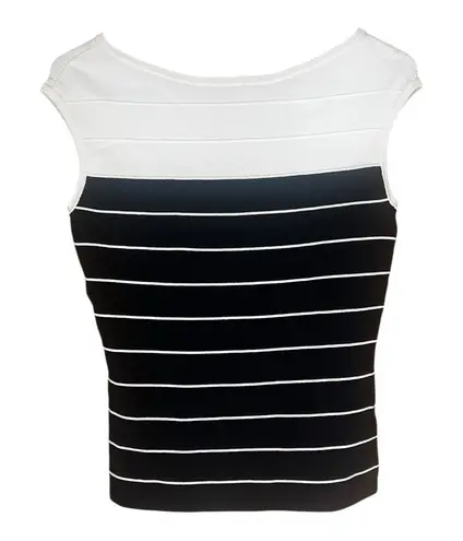 White House | Black Market  Ivory and black stripe, sleeveless Knit Top