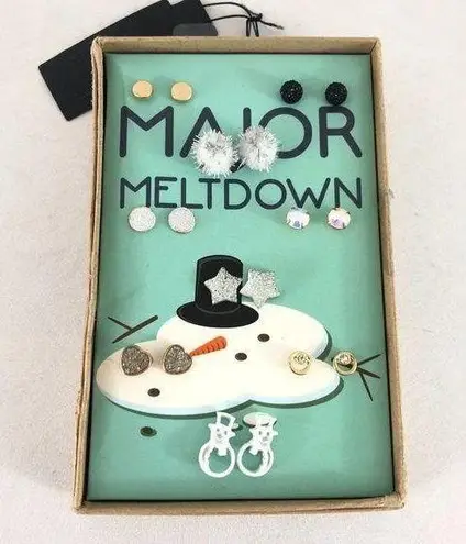 Major Meltdown Stud Earrings Set Holiday Winter Gold