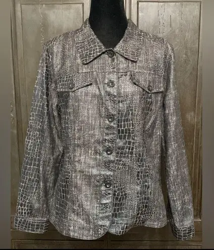 Bamboo traders black jeans jacket animal design L