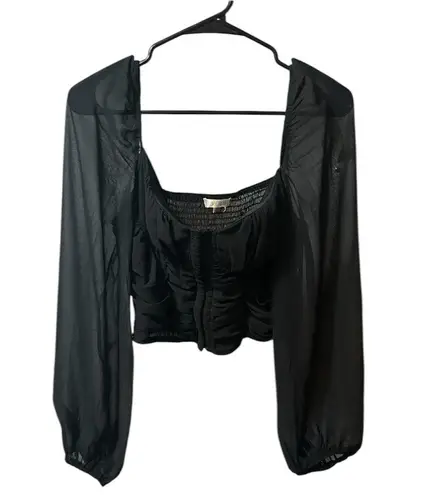 Ever B Corset Smocked Blouse Black LARGE